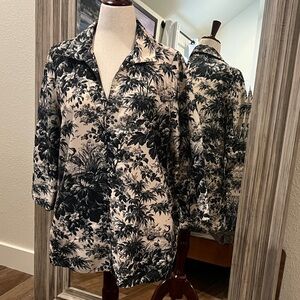 Tuckernuck Black n Khaki Botanical Blouse